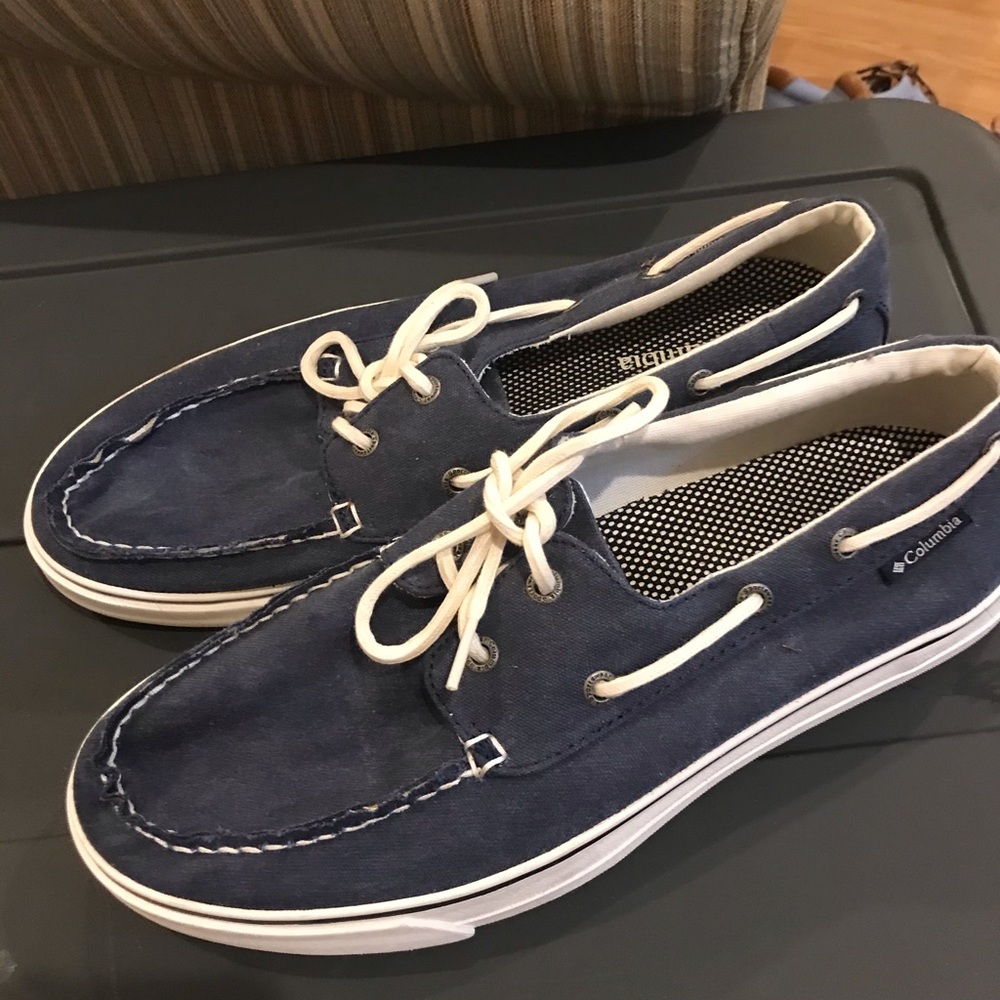Columbia Blue Canvas Boat Shoes Size 10 NWOT